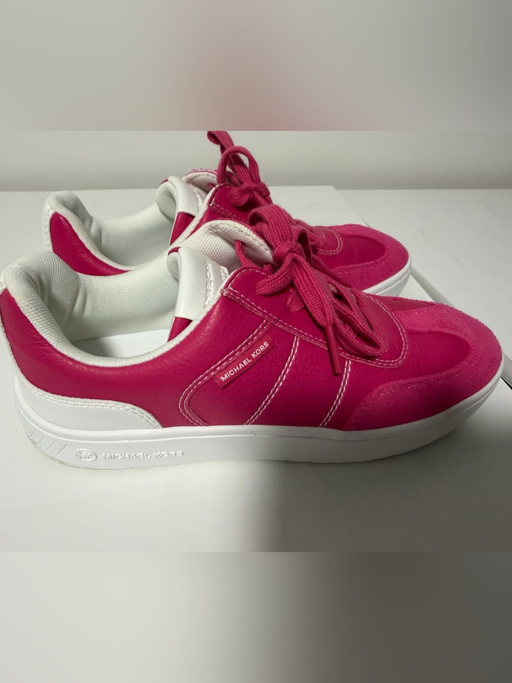 Michael Kors Hot Pink & White Platform Lace-Up Sneakers